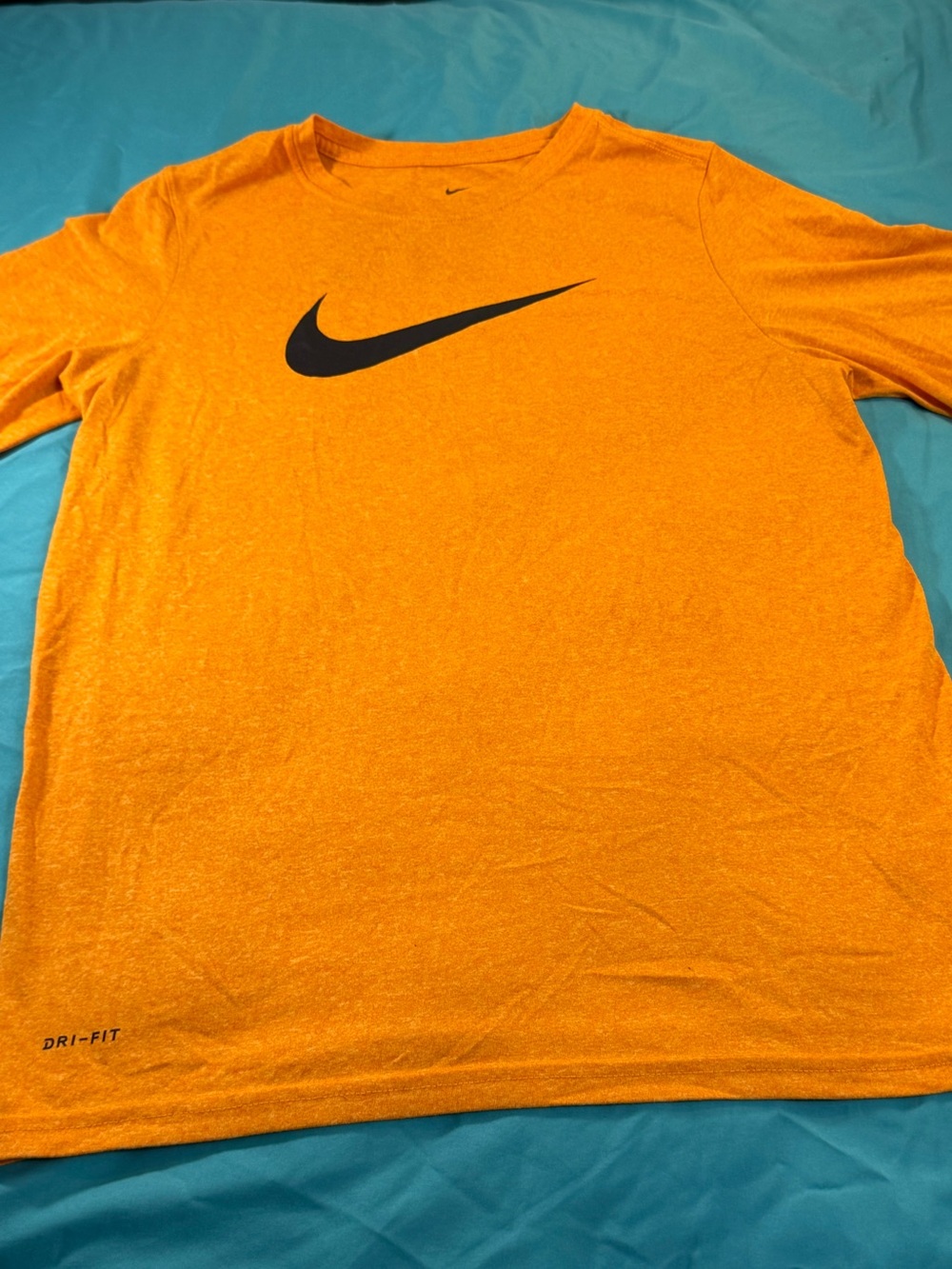 Nike Orange Short Sleeve Dri-FIT Tee with Black Swoosh